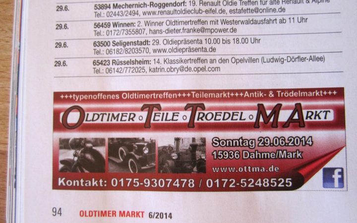 OLDTIMER * TEILE * TROEDEL * MARKT * DAHME/MARK