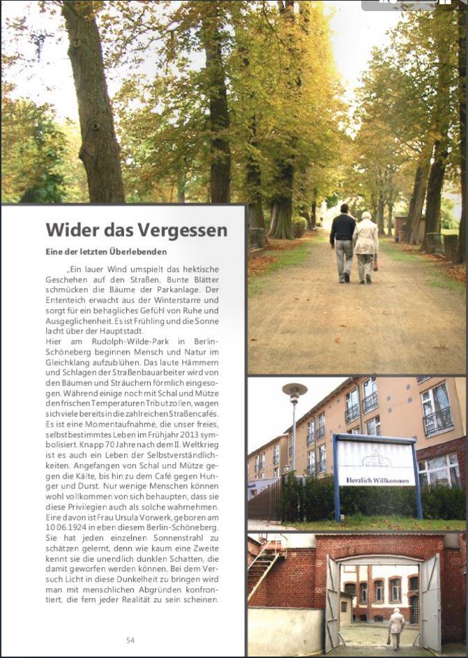 Die verfilmte Geschichte der Ursula Vorwerk – Wider das Vergessen – von Berlin24TV – Goldene Kamera 20.07.2013