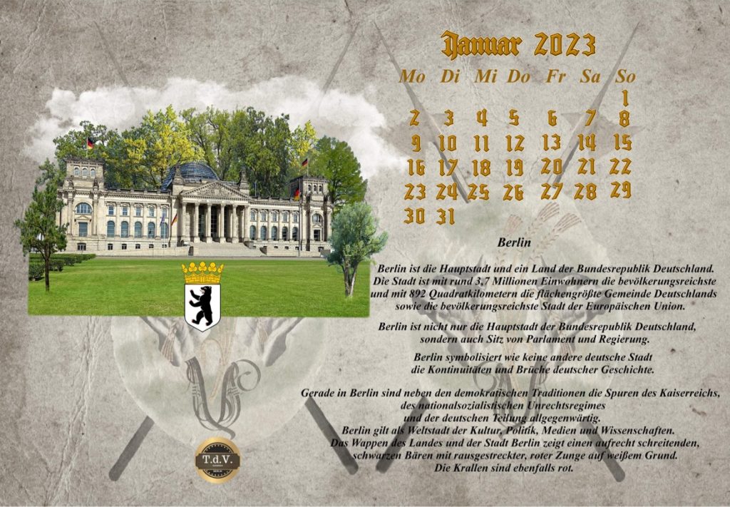 Vachrois Jahreskalender der Bundesländer – Januar 2023