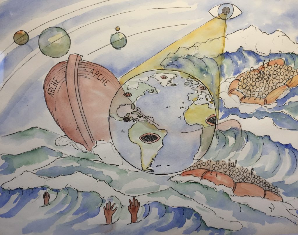 Die Welt wie ein Schiff im Auge des Sturms