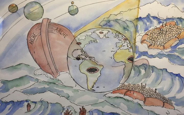 Die Welt wie ein Schiff im Auge des Sturms