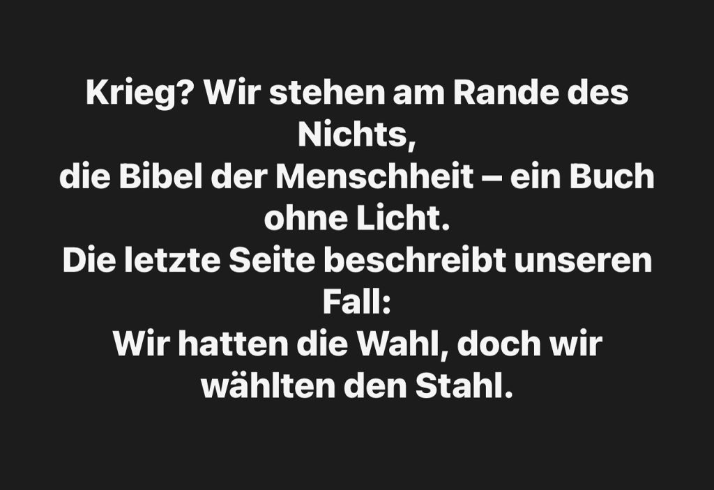 Krieg? Wir stehen am Rande des Nichts.