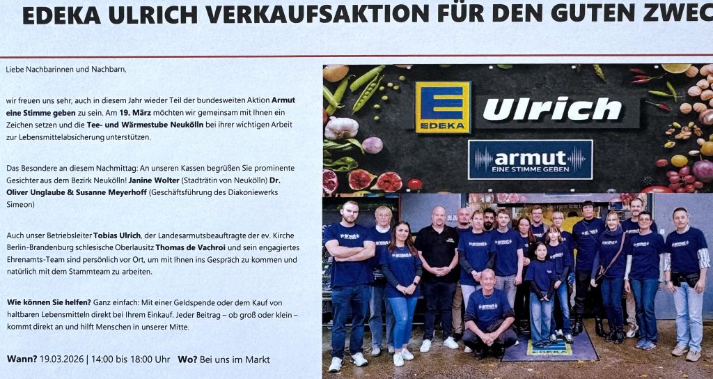 Pressemitteilung EDEKA Ulrich – Kampagne Armut eine Stimme geben